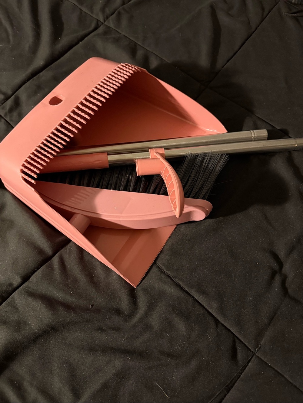 Coral Pink Dustpan and Broom Set